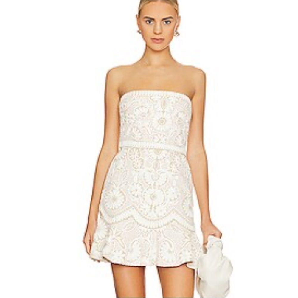 NWT Veronica Beard Agata Dress Strapless Mini in Light Pebble Sz 12